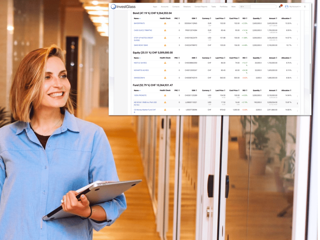 Core banking di InvestGlass - front-end