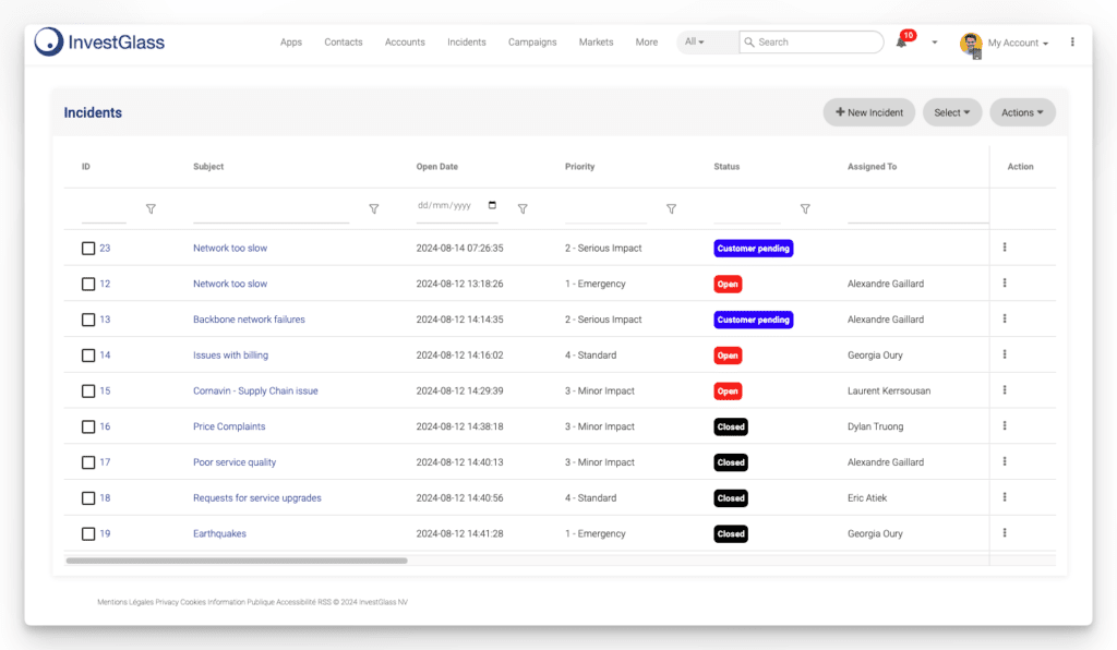 InvestGlass incident management software