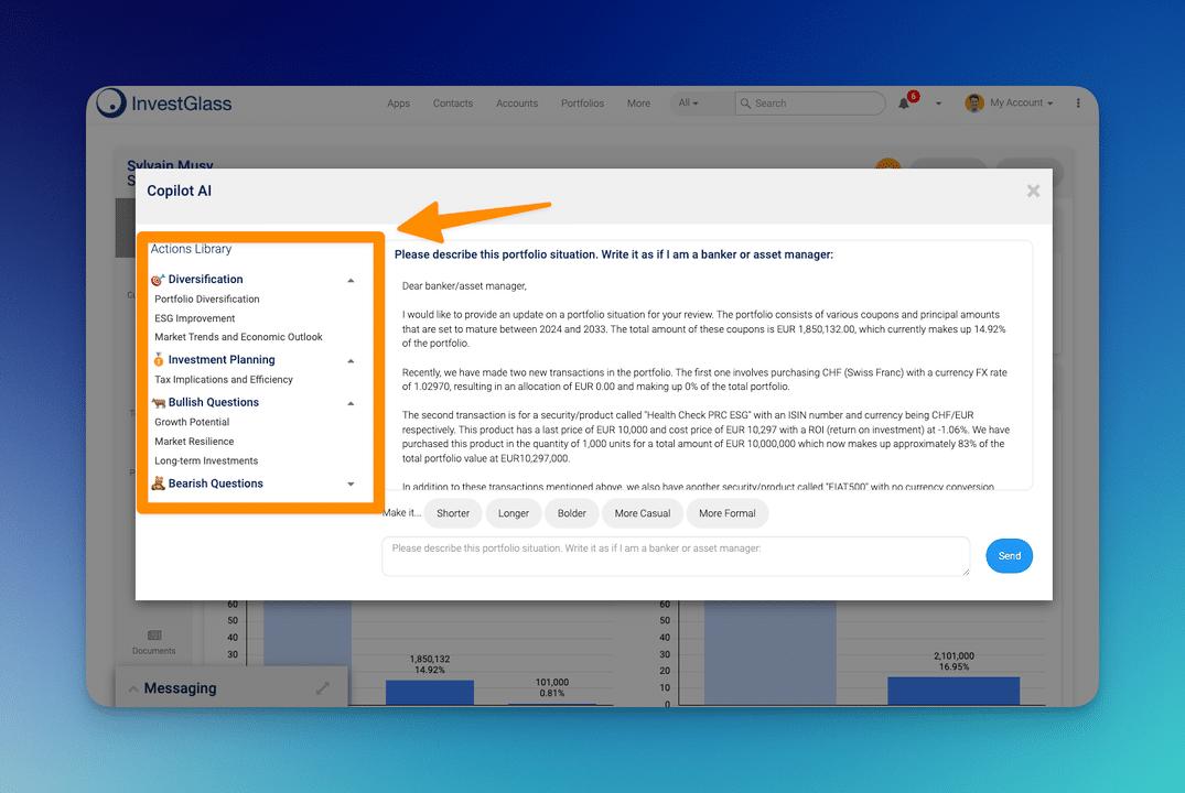 InvestGlass system analyses the portfolio situation